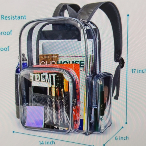 2 in 1 Large Heavy PVC Clear Backpack - Picture 7 of 8